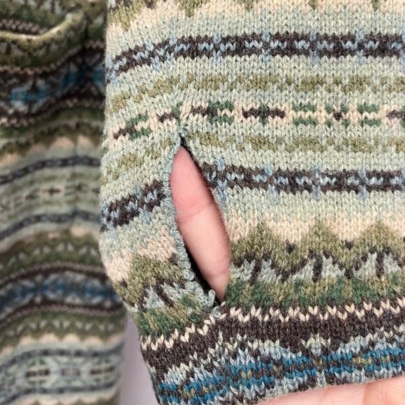 Talbots Nordic Fair Isle Cardigan Sweater S Long Earthy Forest Cottage Outdoors - Picture 7 of 8